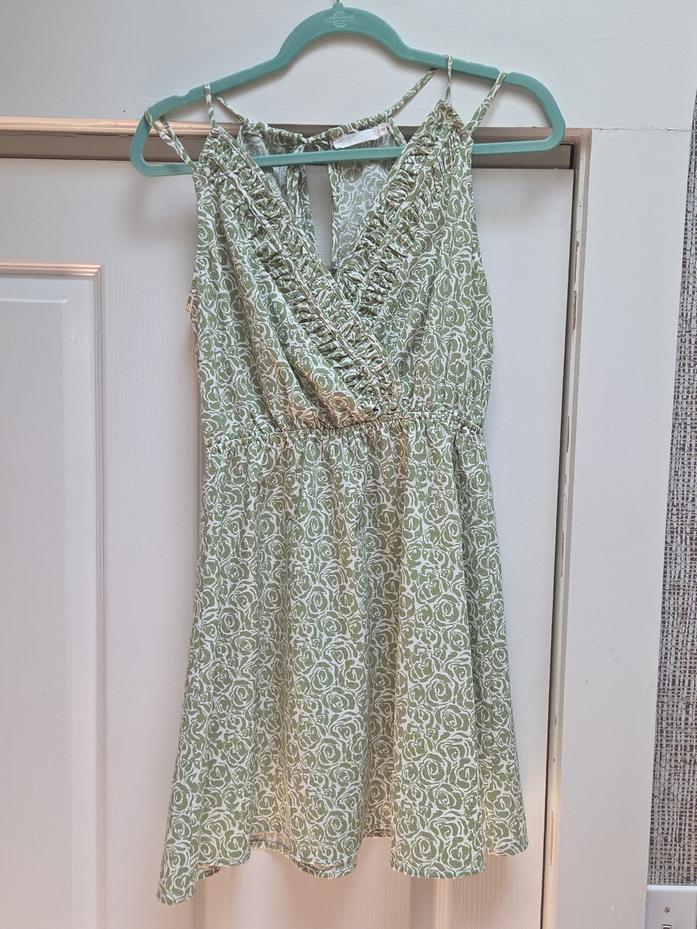 Lush.         Light  Green and White Floral Mini Dress